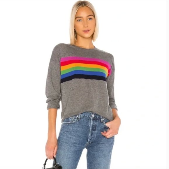 Sundry Sweaters - SUNDRY Revolve Gray Rainbow Cashmere and Wool Sweater Size 2 Medium